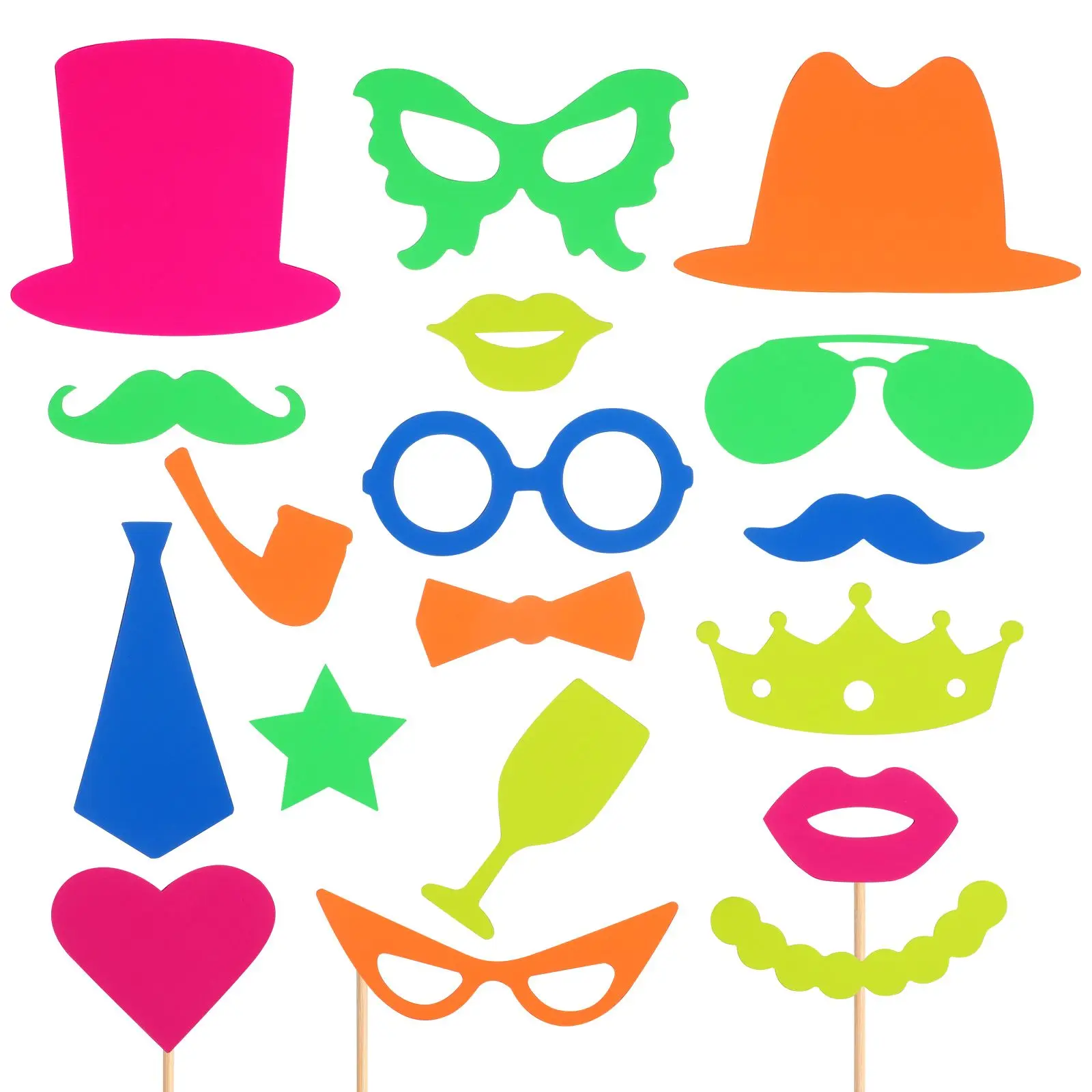 

17Pcs Party Props Handheld Neon Signs Photo Accessories Decorations Supplies Makeup Booth Light Stick Vibrant Colors Sturdy