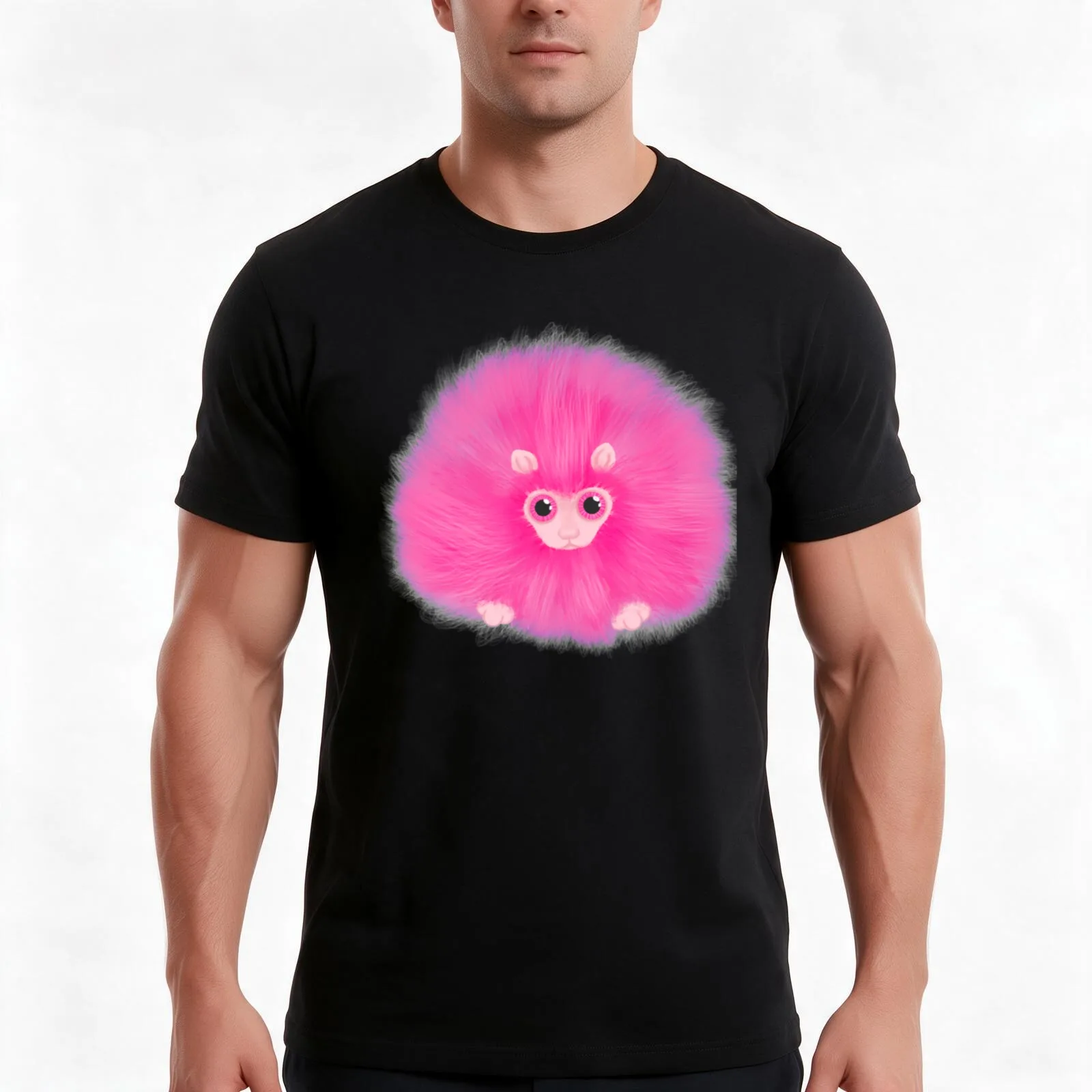 pygmy puff T-Shirt, Summer Casual Cotton Tee, Oversized Streetwear Tops, Vintage Graphic Print, Loose Fit Short Sleeve