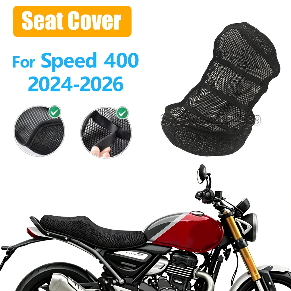 For Speed 400 SPEED400 2024 2025 2026 Motorcycle 3D Mesh Fabric Cushion Breathable Protection Seat Cover
