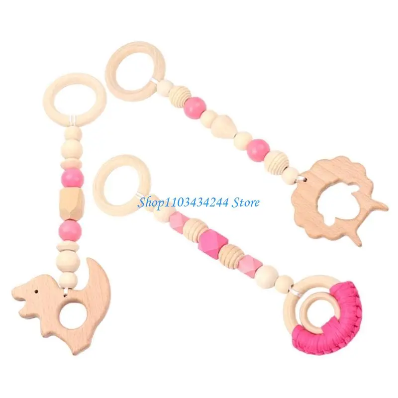 3xCartoon Teether Relieves Teething Discomfort for Baby Toddlers Chewable Toy for Sucking Sensory Strollers Pendant Toy