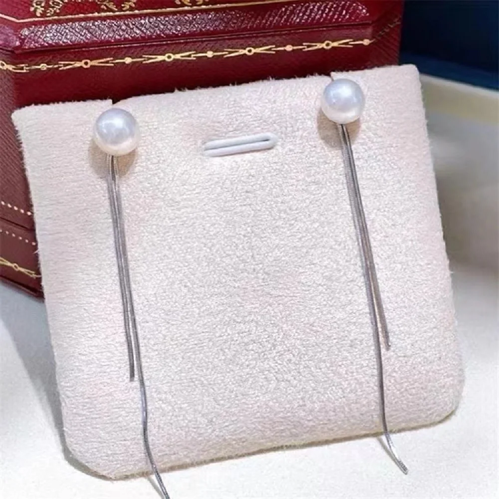 

New pearl AAAA6-7mm natural South Sea tassel two wearing long pearl earrings 925s