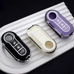 3Buttons TPU Auto Shell Fob Keychain For Fiat/Ducato 500 500L/Panda/Grande/Punto/Lancia/Musa Car Flip Key Case Cover Accessories