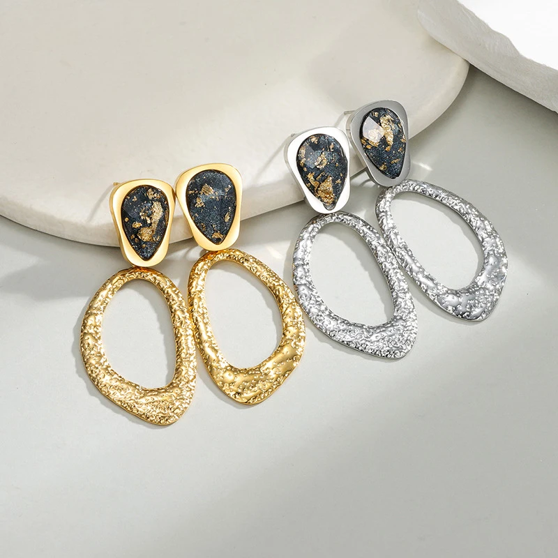 

Европейские полые висячие серьги геометрической формы из титановой стали с покрытием из 18-каратного золота, водонепроницаемые гипоаллергенные украшения для женщин