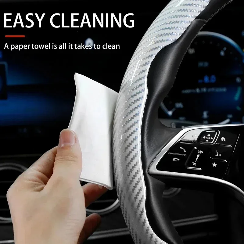 عدم الانزلاق ألياف الكربون غطاء توجيه سيارة عجلة القيادة الداعم يغطي لمقعد كوبرا ولد 2022-2025 العالمي السيارات حامي #4