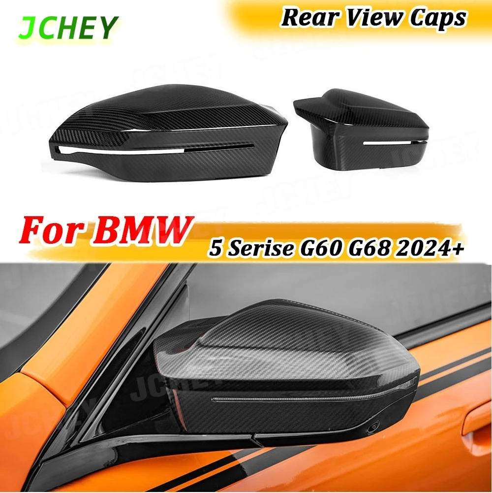 

For BMW 5 Serise G60 G68 2024+ 2pcs Dry Carbon Fiber Rearview Mirror Cover Rear View Caps ABS Mirror Covers Body Kit Accessories