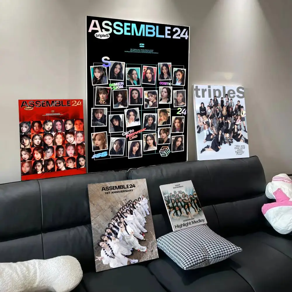 Band T-TripleS ASSEMBLE24 futuristic Kpop Poster Modern Aesthetic Wall Art Print Minimalist Bedroom Living Room Home Decor Gift