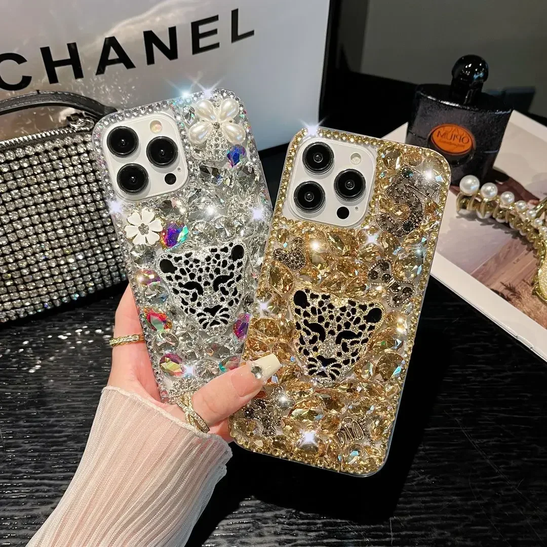 

Luxury Bracelet Diamond Leopard head Rhinestone Case For iphone 15Pro 14Plus 13 12 Mini 11Pro MAX XSMAX XR 7 8 PLUS Phone Cover