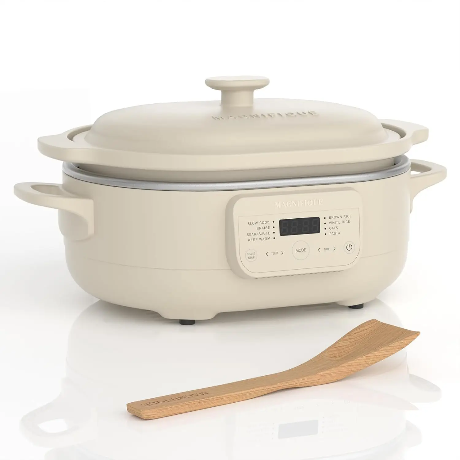MAGNIFIQUE 4 Quart Programmable Casserole Slow Cooker, 8-in-1 Multi Cooker with Removable Non-Toxic Stoneware Crock, Claypot