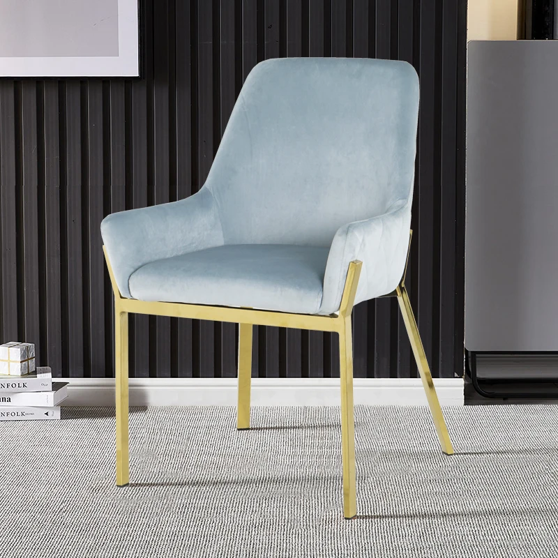 

Modern Ergonomic Upholstered Luxury Dining Room Furniture Leisure Lounge Arm Velvet Fabric Dining Chair With Gold Leg