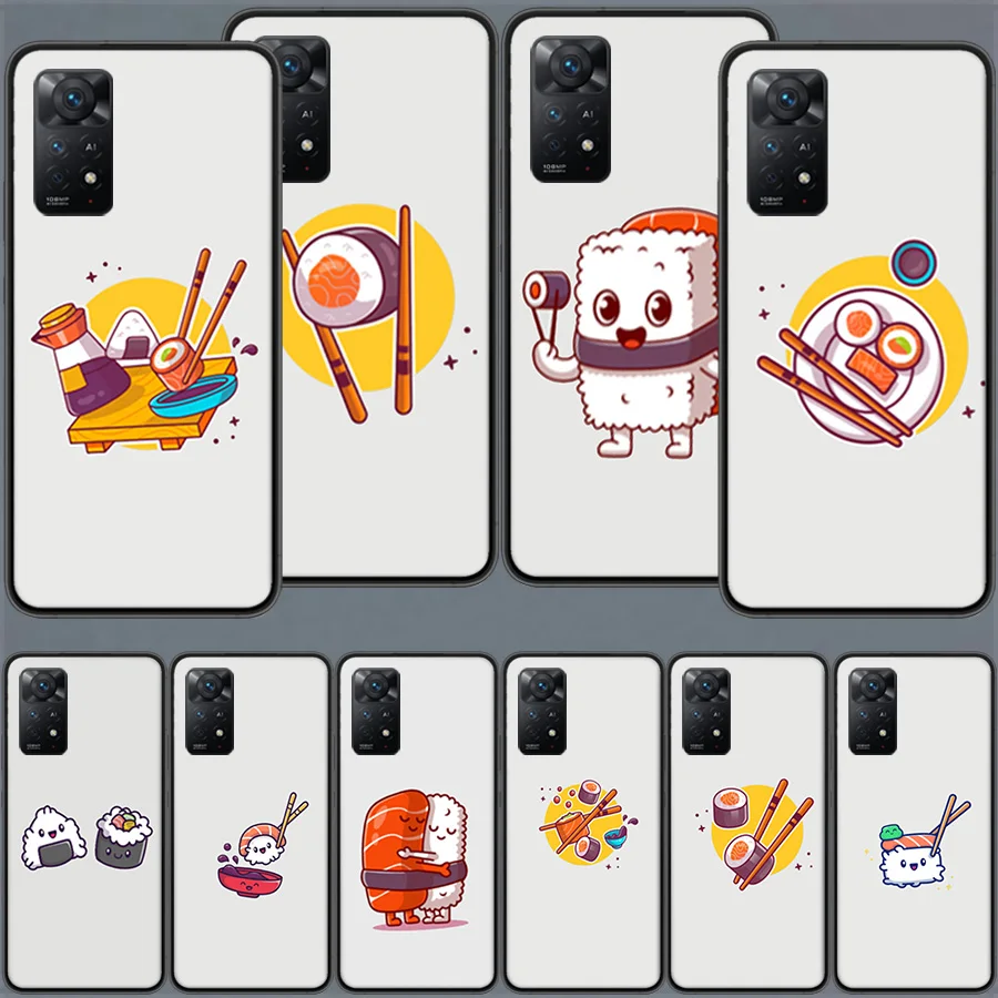 Cute Cartoon Sushi Clear Phone Case For Redmi Note 13 5G Plus Capa 12 12C 10A 10C 10 9A 9C 9T 9 8A 8 K70 K60 Pro Xiaomi A2 Lite