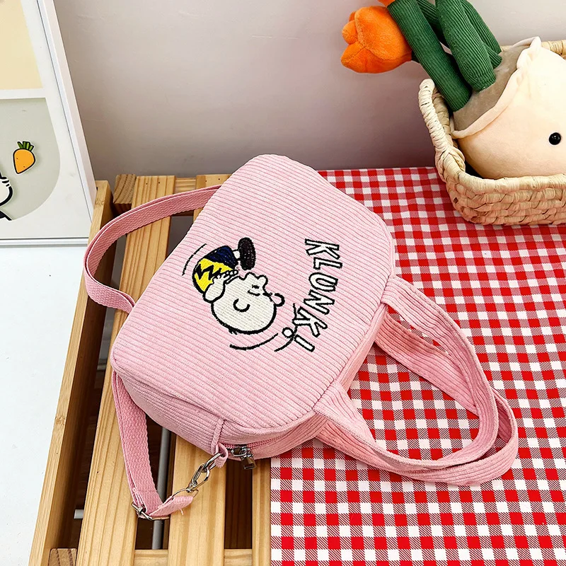 Snoopy Women Crossbody Bag Anime Large Capacity Shoulder Bag Women Corduroy Handbag Tote Bags Student Phone Bag Shopper Bags