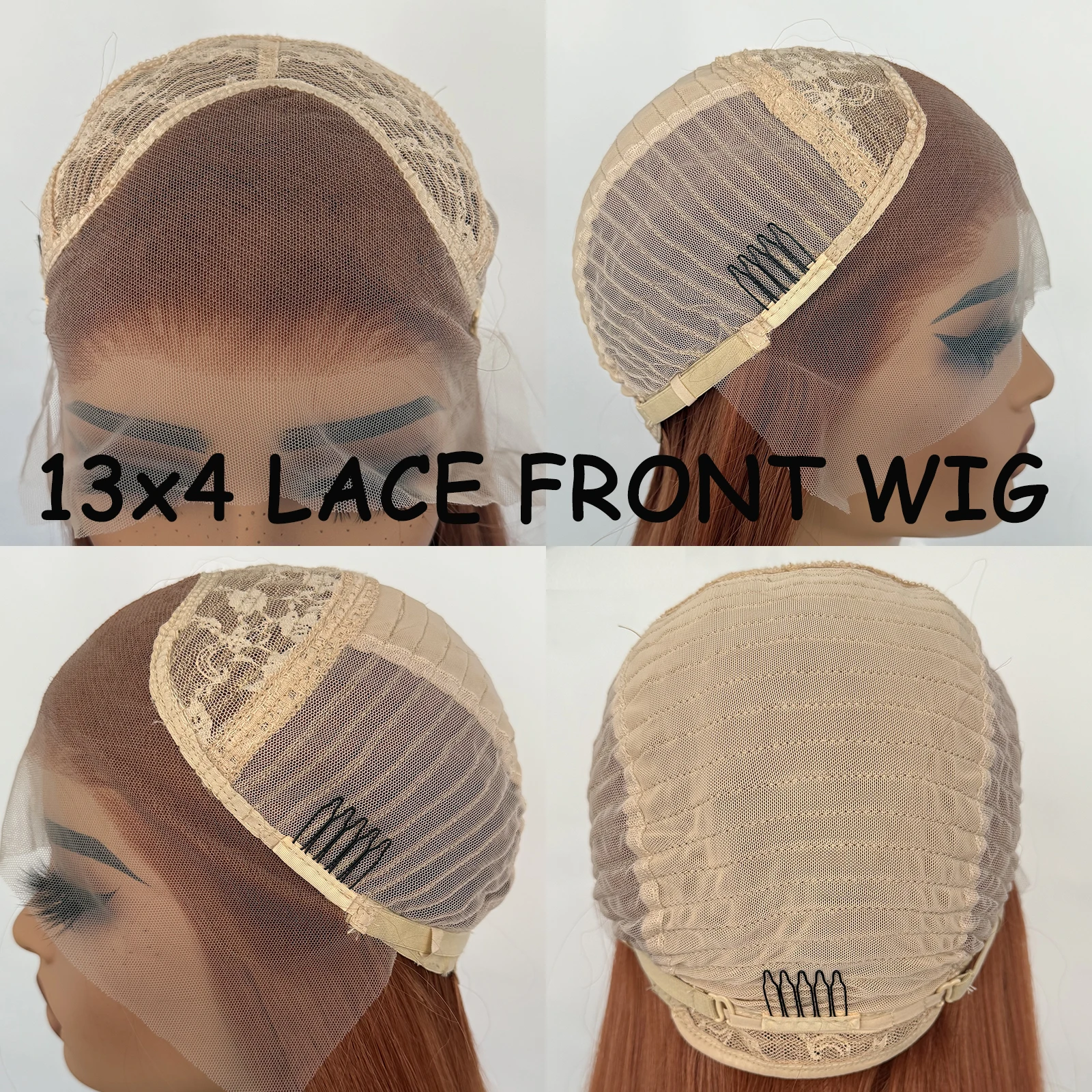 UStyleHair Copper Red Short Wave Wig Synthetic Bob Hair 13x4 Lace Front Wig Natural Hairline Daily Wear Cosplay Party Wigs