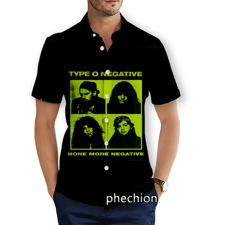 phechion Mens Short Sleeve Beach Shirts Type O Negative 3D Print Casual Shirts Fashion Streetwear Men Tops X295