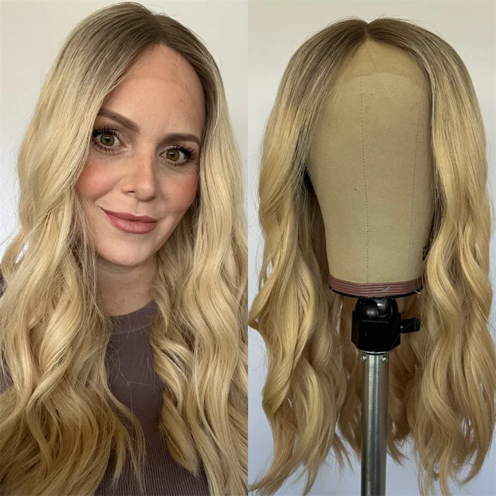24 Inches New In 13x4 Free Part Ombre Golden Blonde Synthetic HD Lace Front Wig High Quality Glueless Wig Small Large Size Cap