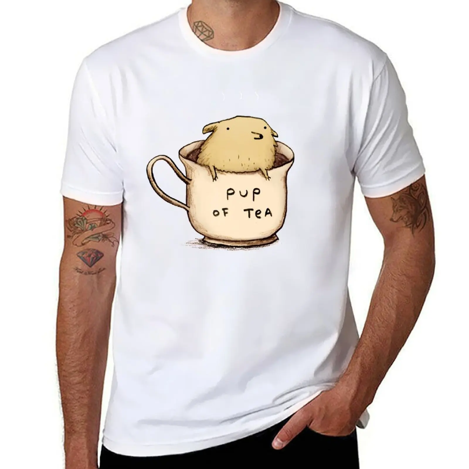 

Pup of Tea T-Shirt funny t shirts dark humor man t shirts for men casual T-Shirt
