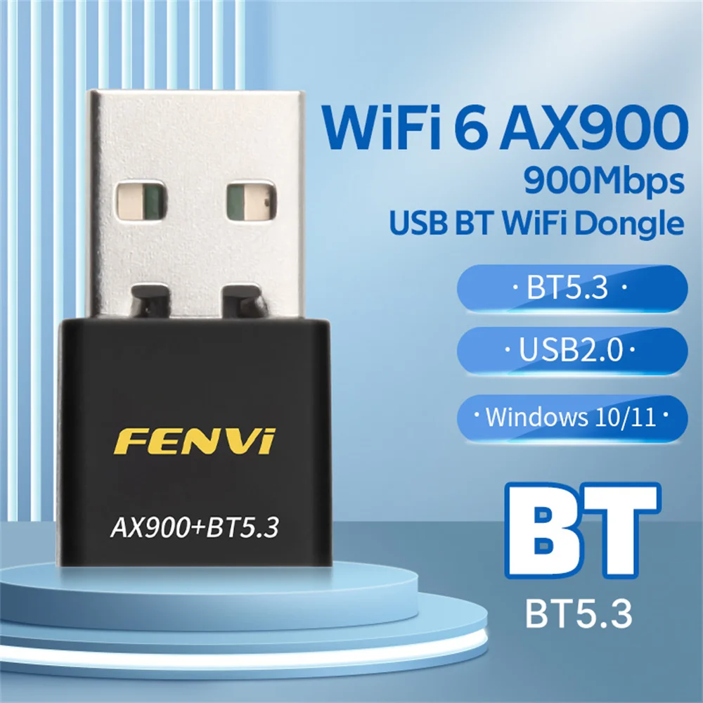 Fenvi WiFi 6 AX900 BT5.3 USB WiFi Adapter 802.11ax Dual Band 2.4G/5GHz WiFi Card USB WiFi Dongle for PC Win10/11