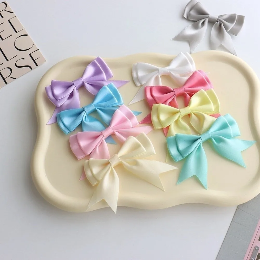 10Pcs New Colorful Satin Double Layer Ribbon Bow Handmade DIY Crafts Ribbon Bow Patches Clothes Decoration Hairpin Accessories