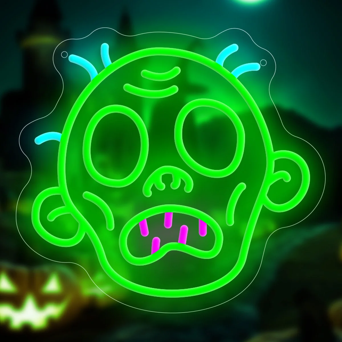 

Green Skull Neon Sign Halloween LED Dimmable Neon Light Halloween Atmosphere for Bedroom Party Pet Shop Restaurant Decor Gift