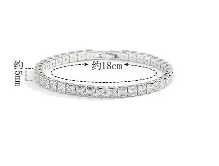 Pulsera de tenis de moissanita con certificado, brazalete chapado en oro y plata de ley 925, 3/4/5/6mm, Diamante, para hombre y mujer