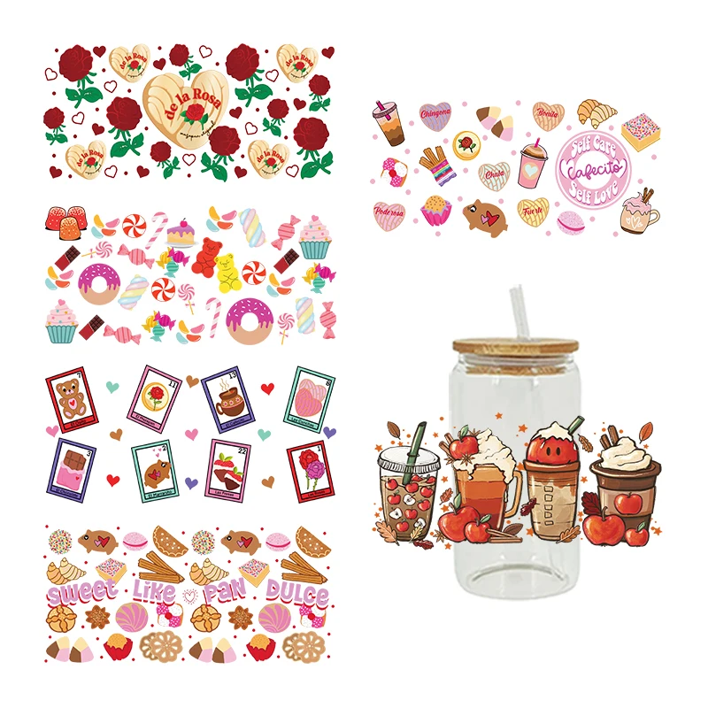 3D UV DTF Transfers Stickers 16oz Cup Wraps Food Cake Doughnut Printed For DIY Glass Ceramic Metal Leather Etc. D12778