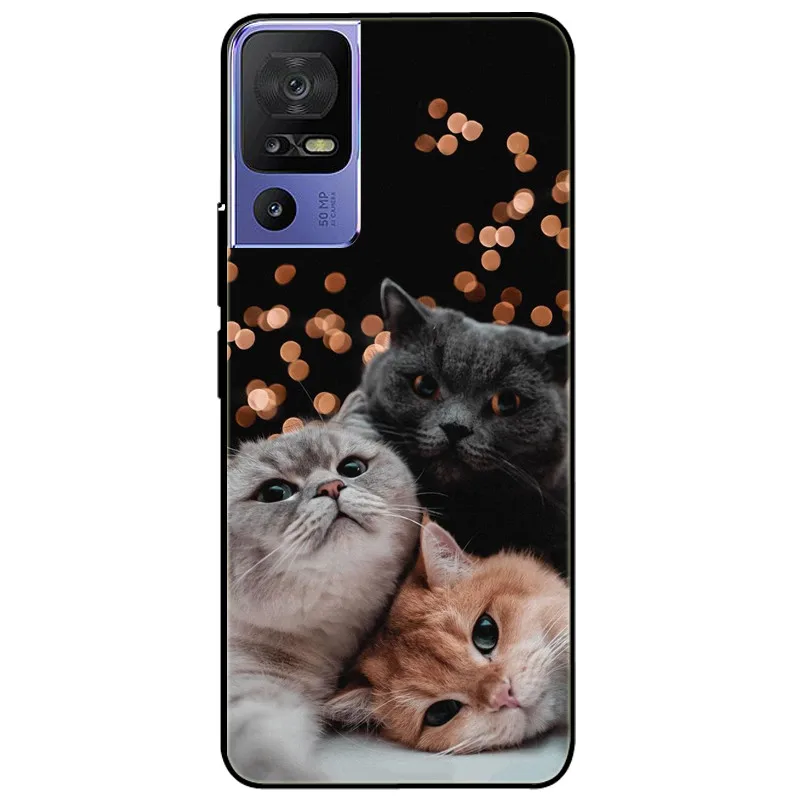 Phone Cover For TCL 40 SE Case 6.75\'\' Silicone Lovely Black Bumper Lion Soft TPU Coque for TCL 40SE Funda for TCL40SE Protector