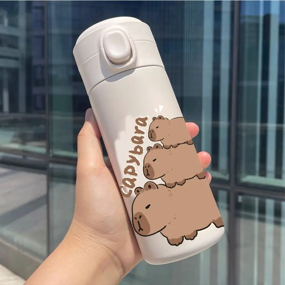 Stainless Steel Capybara Insulated Water Bottle 420ML Leakproof Children's Sport Watter Bottle Cartoon Large Capacity