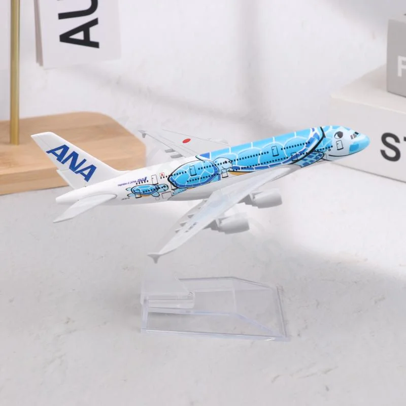 

1 Set Blue Sea Turtle Airbus 380 A380 Airways Metal Alloy Diecast Airplane 16CM Air Japan ANA Airlines Airplane Model Toy