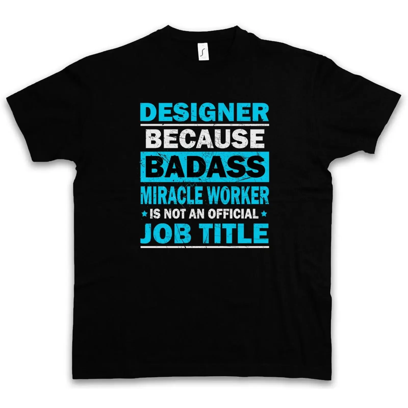 T-shirt de créateur vintage délavé, style streetwear décontracté, motif 'Beruf Profession Badass Miracle Worker', extensible