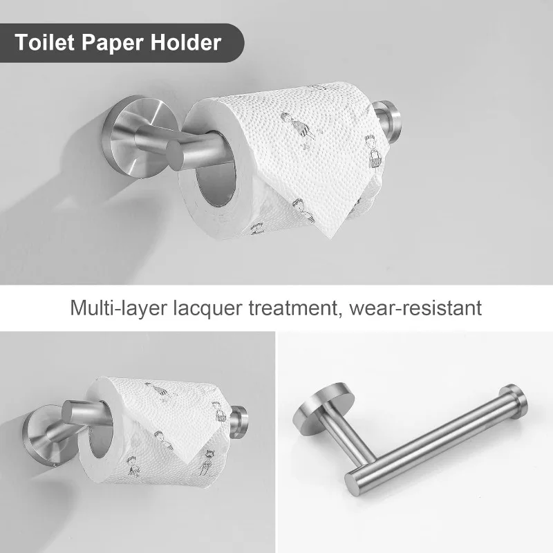 Bathroom Hardware Set,Brushed Nickel 5-pieceTowel Bar Set Stainless Steel Wall Mounted Bathroom Hardware Accessories Set