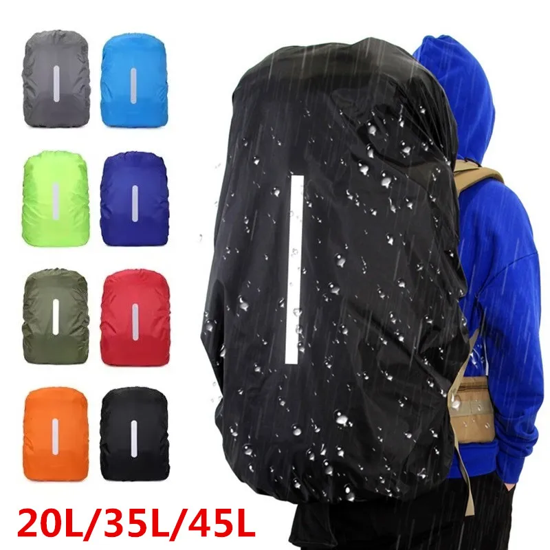 New Reflective Waterproof Backpack Rain Cover Outdoor Night Cycling Safety Light Rain Cover Wear Resistant Bag Camping Hiking