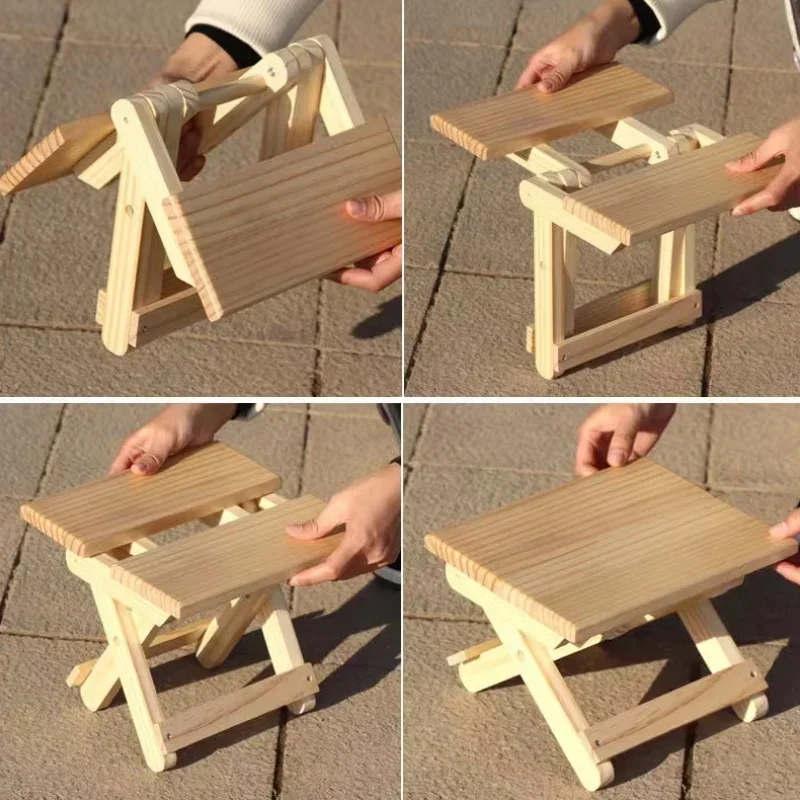 Outdoor Camping Stool Portable Foldable Solid Wood Bench For Picnic Fishing Storage Environmentally Friendly Household SmallSeat