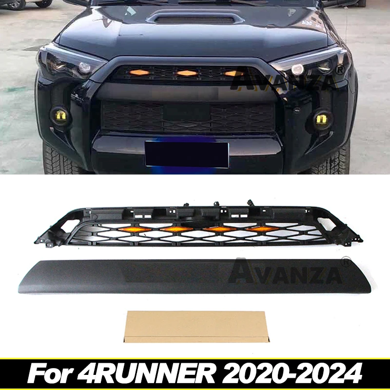 Grill front bumper grille modification accessories decoration Racing grill with LED lights For 4RUNNER 2020 2021 2022 2023 2024