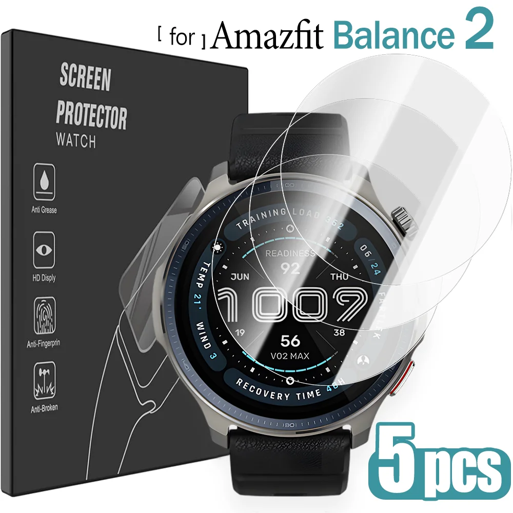 1-5PCS Tempered Glass for Amazfit Balance 2 Screen Protector Ultra HD Anti-scratch Glass Protection Film Smart Watch Accessories