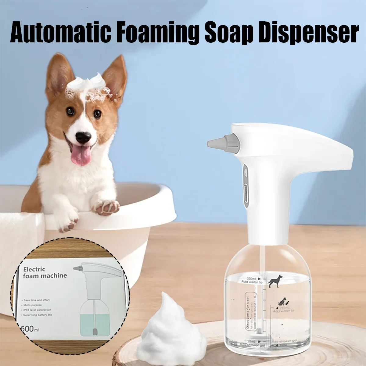 Dog Cat Cleaning Bathing Shampoo Sprayer Pet Electric Foam Machine Automatic Soap Dispenser Foam Machine Pets Accessories