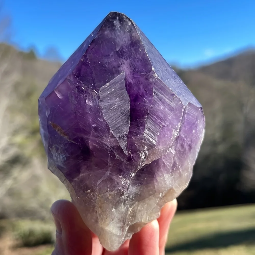 

1pc Vivid Amethyst Scepter Crystal Obelisk, Rough Polished Surface, Suitable for Home, Dining Table and Office Decoration