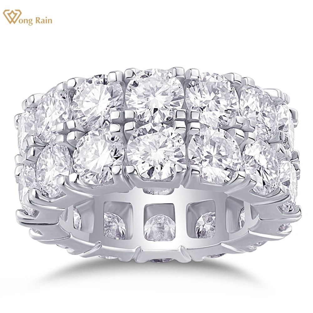 

Wong Rain 100% 925 Sterling Silver 3EX VVS1 D Color Real Moissanite Diamond 2 Row Ring for Women Fine Jewelry Wedding Party Gift