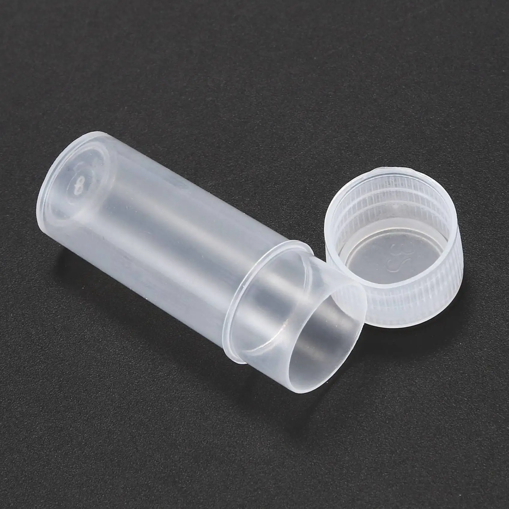 N98R 100X زجاجة عينة بلاستيكية 5 مللي أنبوب اختبار مختبر حاوية تخزين قارورة صغيرة + غطاء