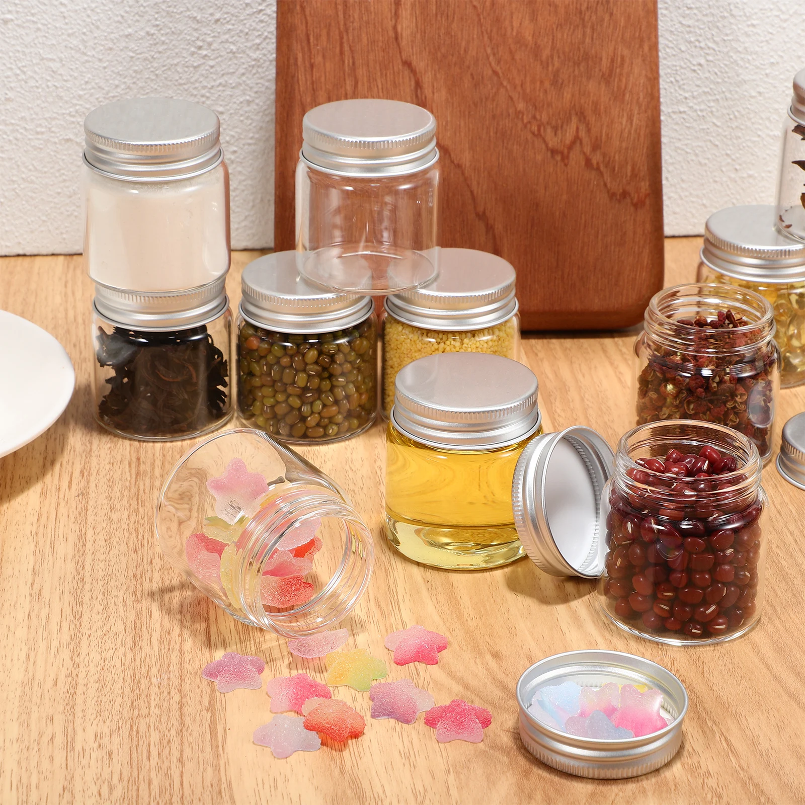 

20 Pcs Storage Tank Glass Jar Sealing Lid Airtight Aluminum Cap Mini Jars Canisters