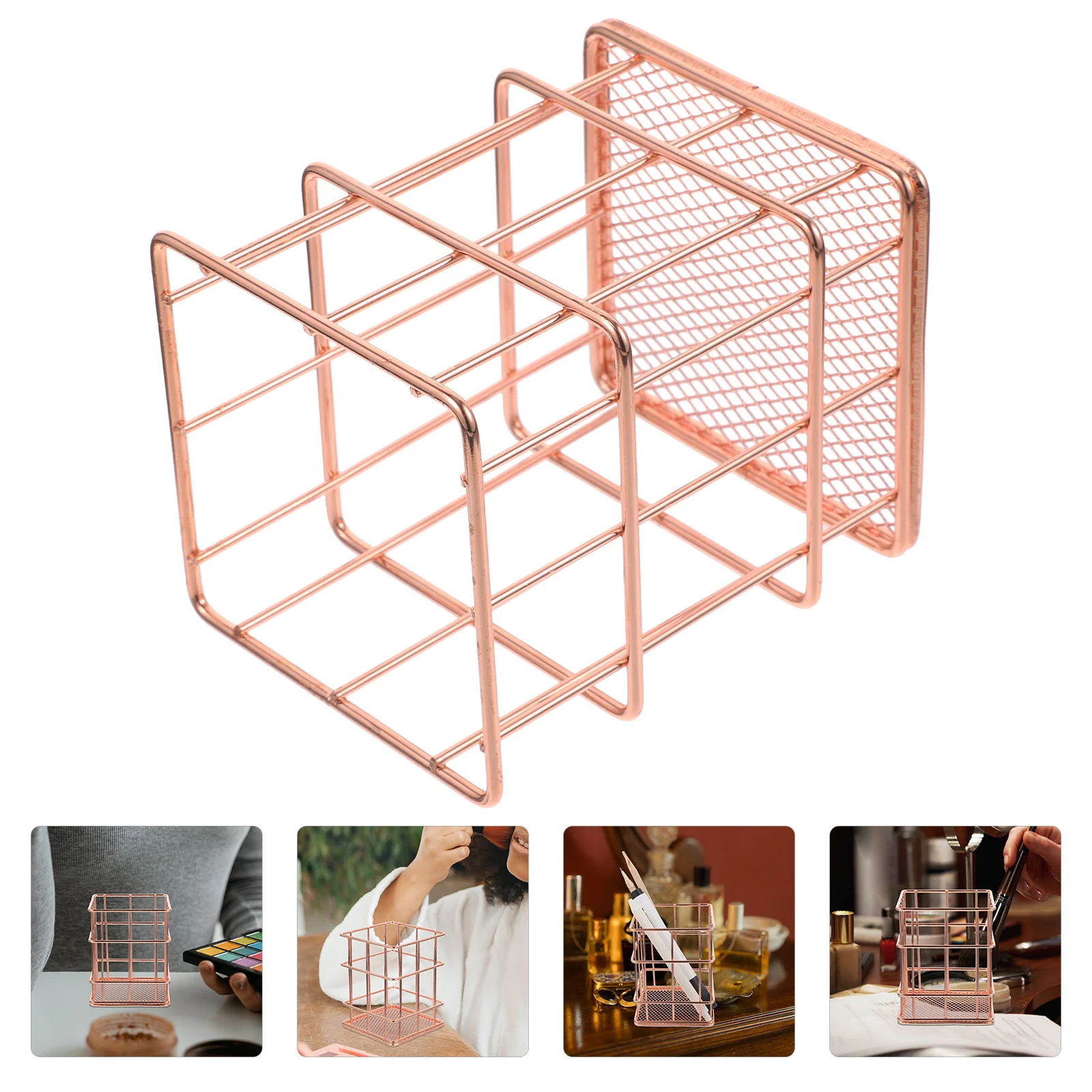 

Small Metal Multifunctional Pen Holder Desktop Organizer Makeup Brush Cup Pencil Holder Office Home Decorative Storage Container