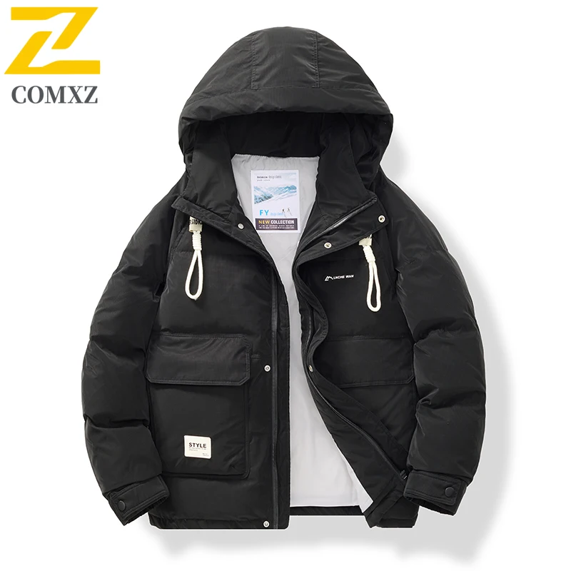 

Comxz 90% White Duck Down Jacket Men 2026 Winter Camping Ski Clothes Puffer Coat Luxury Grade Hood Thermal Down Padding Jackets