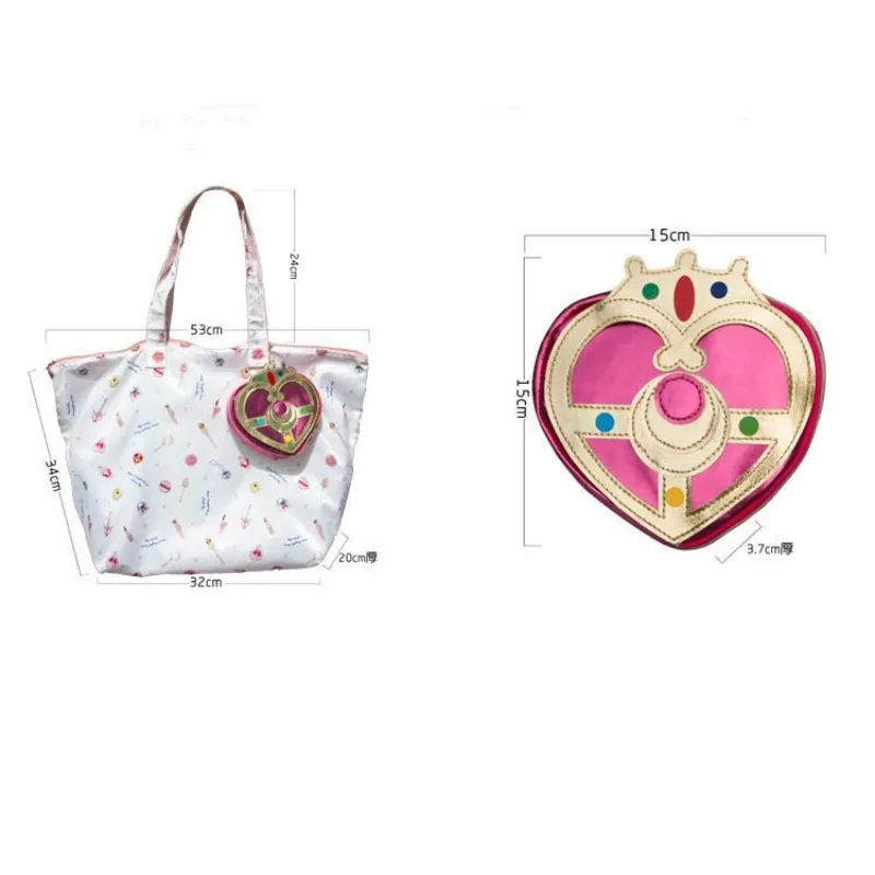 Sailor Moon Anime Peripherals Originality Pink Love Lightweight Portable Tote Bag Easy Storage Shopping Bag Mom's Bag