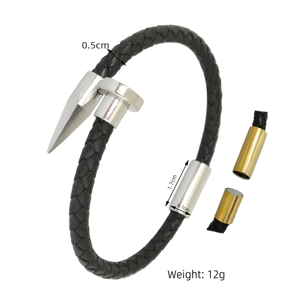Stainless Steel Nails Magnet Buckle And Woven Cowhide Bracelet Are Suitable For Men Women\'s Jewelry And Beautiful Gift