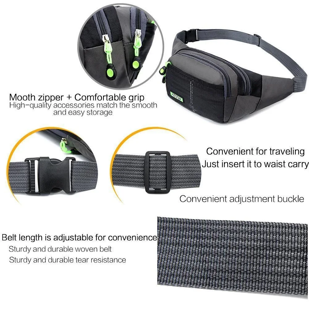 Multifunctional Sport Waist Bag Unisex Waist Packs Outdoor Travel  Cycling Climbing Running Waist Bag With Adjustable Belt Strap