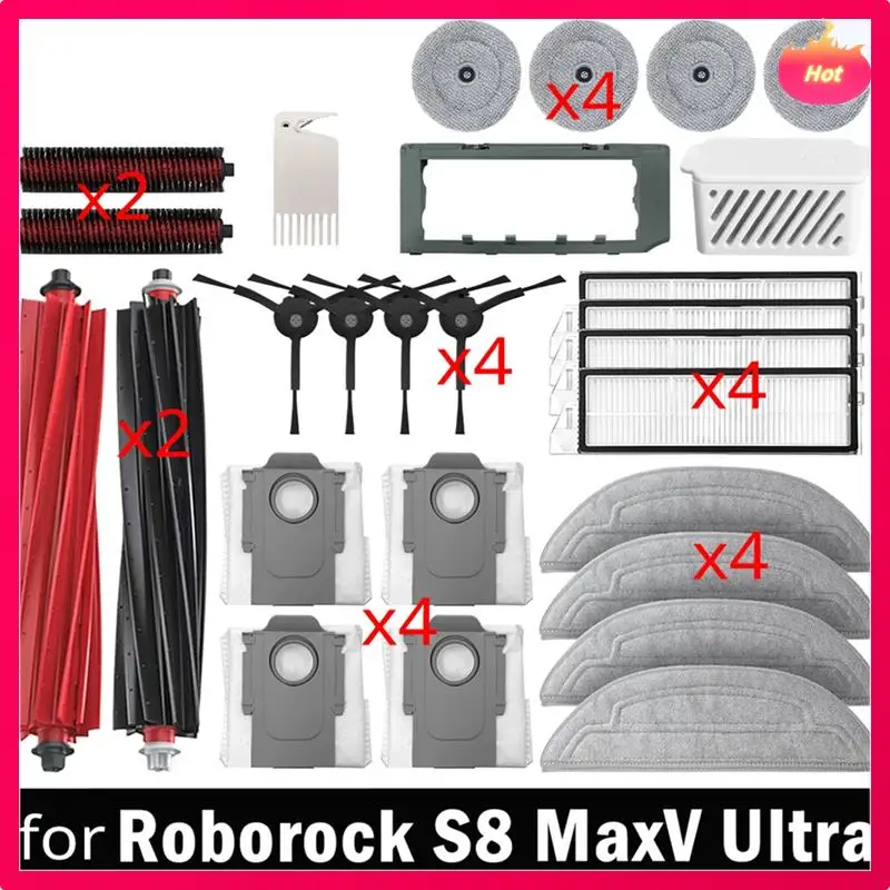 AD-для Roborock S8 Maxv Ultra Аксессуары для подметальных роботов Основная боковая щетка HEPA-фильтр Аксессуары для мешков для пыли
