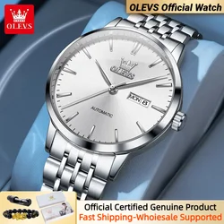 OLEVS 7048 NEW Casual Men's Watch Waterproof High Quality Stainless steel Dual Calendar Automatic Mechanical Man Hand Clock