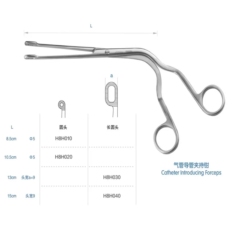 JZ Jinzhong Medical Tracheal Tube Clamping Forceps Bilateral Bent Through Hole Round Head Clamp ENT Surgical Instruments