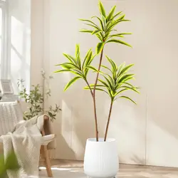 66-98cm Artificial Palm Tree Plastic Bamboo Branch Tropical Potted Plants Fake Grass For Home Desktop Plant Wall Decoration