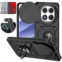 Shockproof Armor Case For Xiaomi Redmi Note 14 Pro 5G 4G Car Magnetic Ring Stand Slide Camera Lens Cover For Redmi 14C Funda