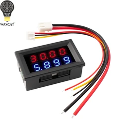 WAVGAT 0.28 Inch Digital DC Voltmeter Ammeter 4 Bit 5 Wires DC 200V 10A Voltage Current Meter Power Supply Red Blue Dual Display