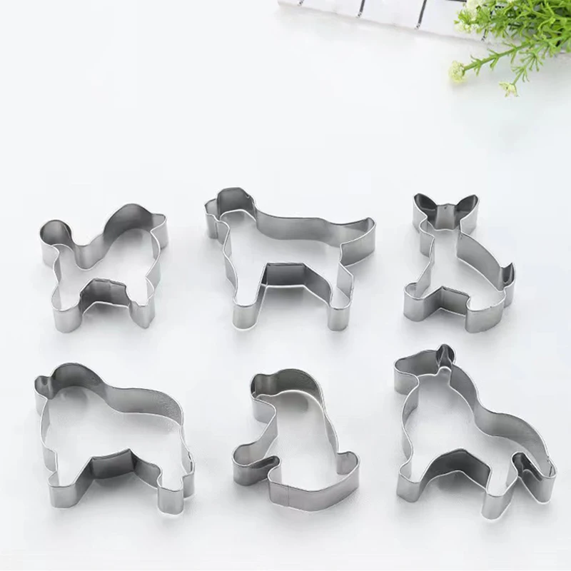 Dog Cookie Cutter Mould Stainless Steel Puppy Dog Paw Dog Bone Shapes Biscuit Mold Fondant Pastry Decor Baking Tools